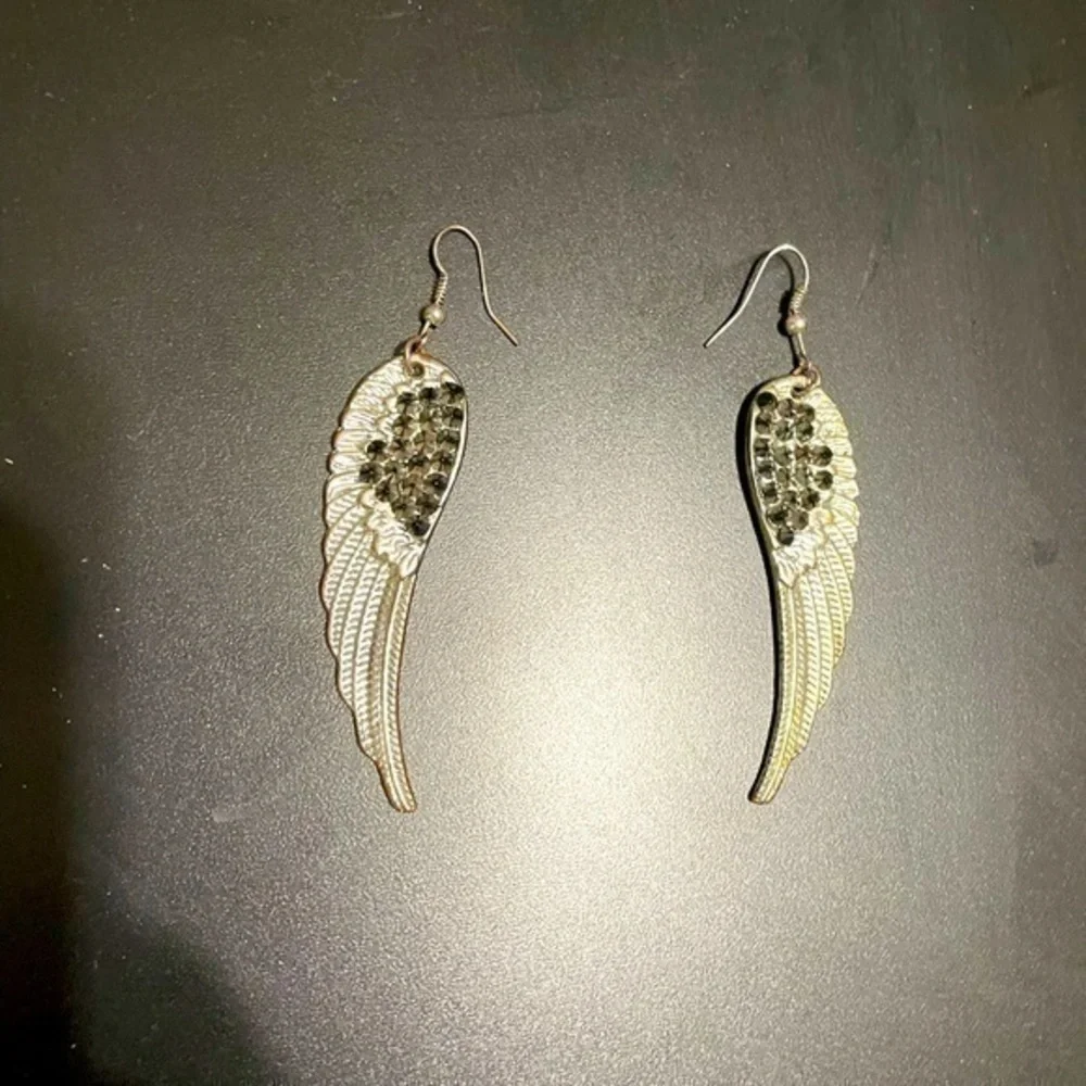 Faux Silver Feather Earrings